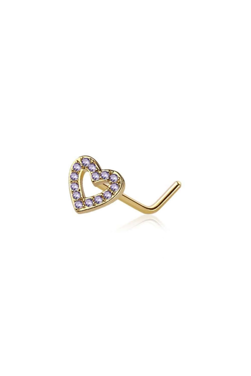 20G HEART SURGICAL STEEL L-SHAPE NOSE STUD